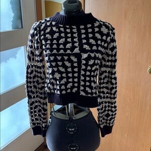 MINKPINK Navy and Cream Patterned Sweater